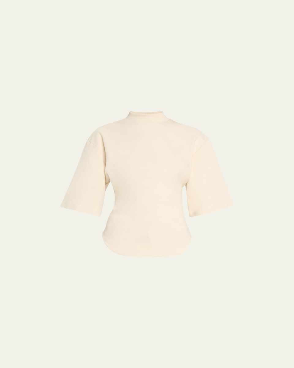 Open-Back Funnel Neck T-Shirt